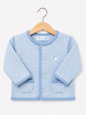 Mayoral Baby Blue Textured Knit Cardigan Sweater NB Shower Gift Gender Reveal